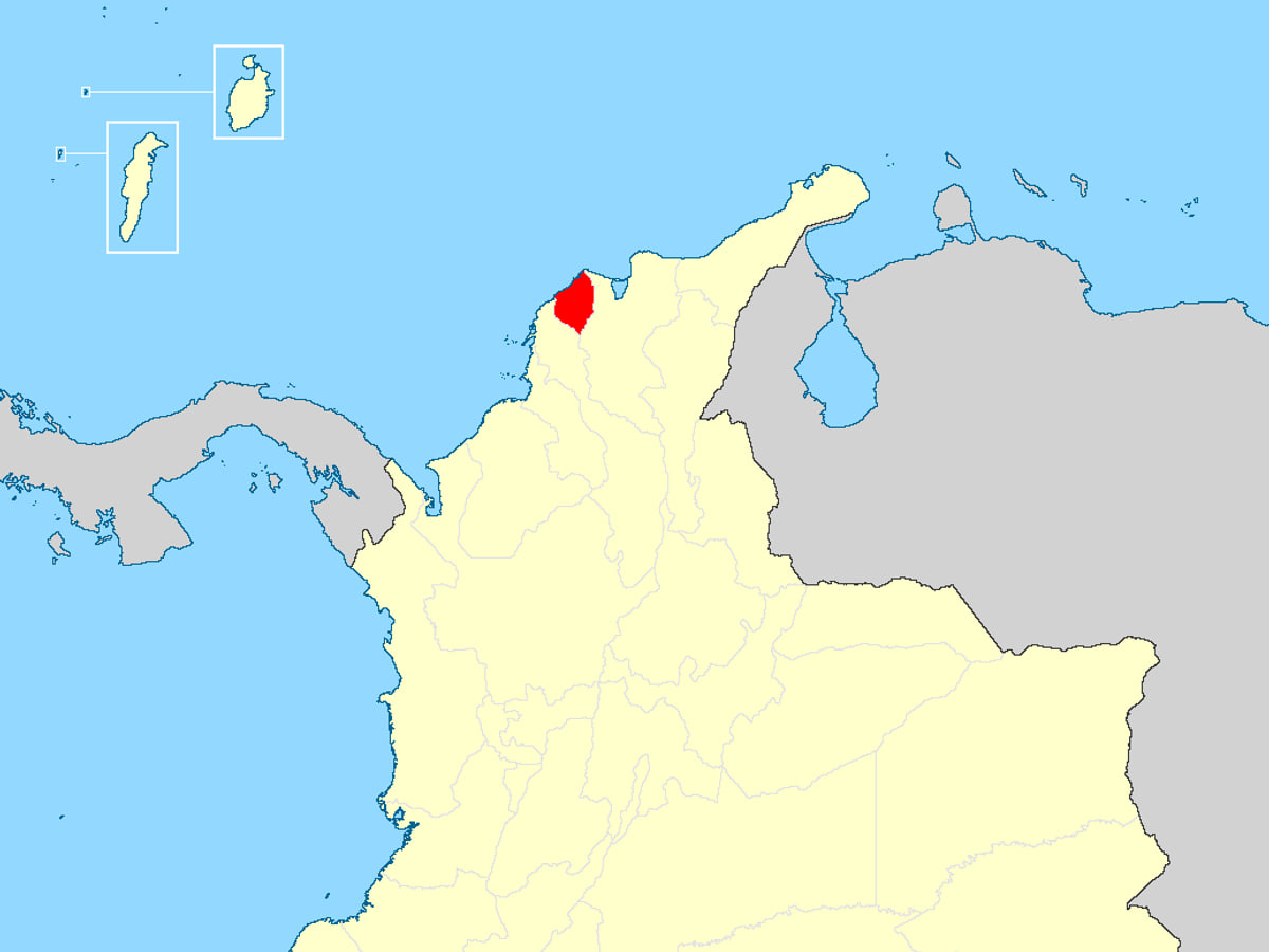 Mapa del departamento de Atlántico en Colombia sin Bogotá