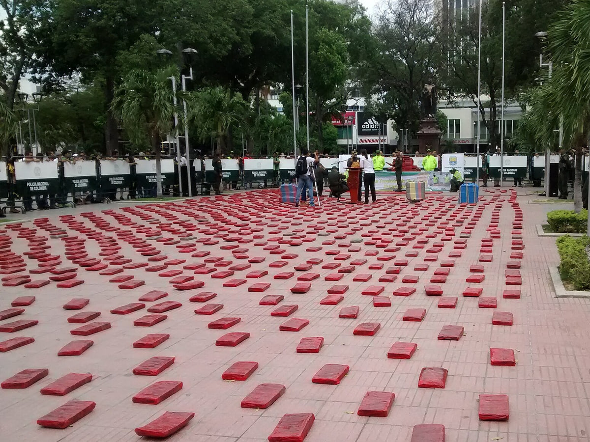 A drug seizure by colombian national police.